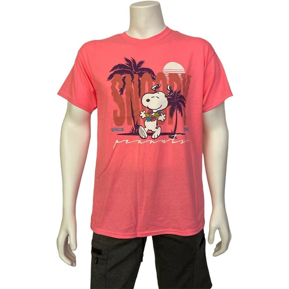Women's T Shirt Peanuts Graphic Tee Pink Size L Short Sleeve